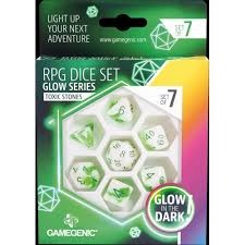 Gamgenic  Toxic Stones (Glow) 7-Piece Dice Set